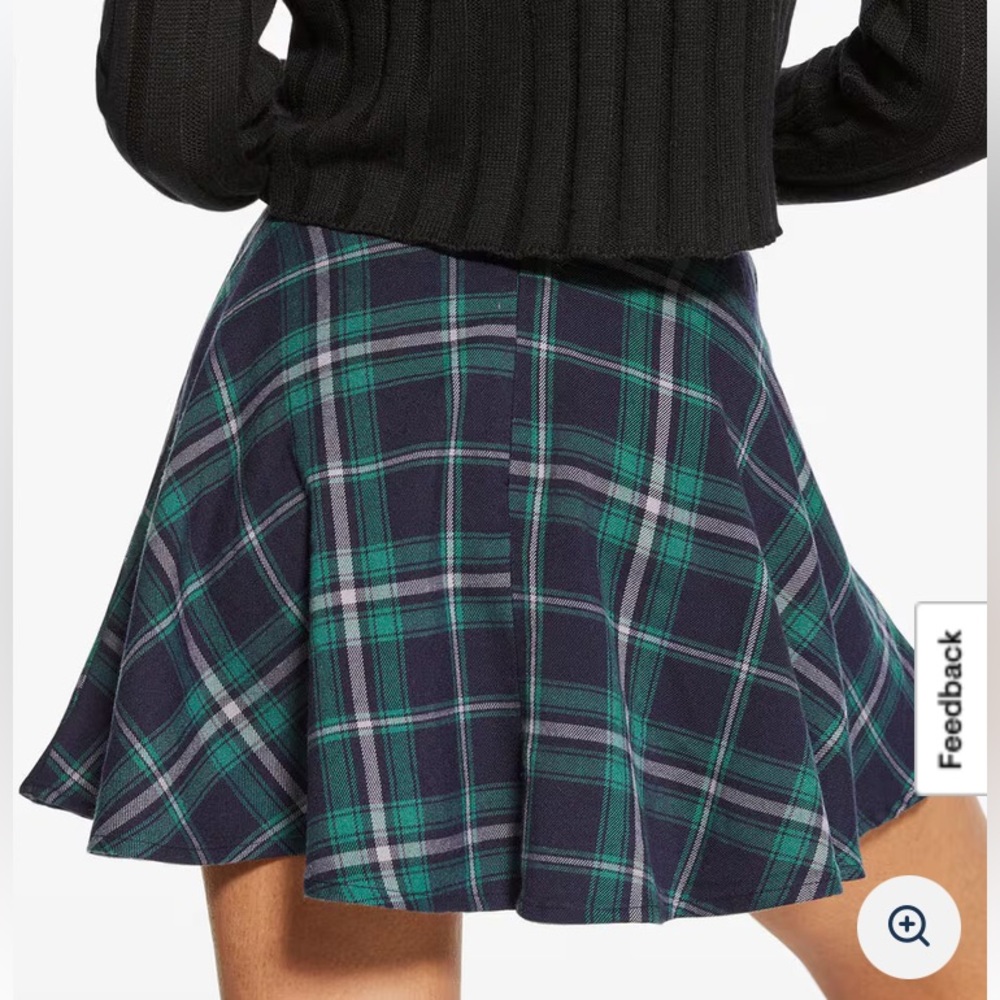 Aeropostale Green Tartan Plaid High-Waisted Y2K Flounce Skirt XS